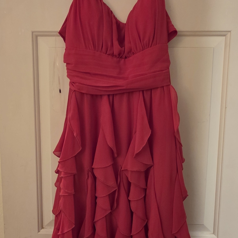Chic Scarlet Ruffle Gown